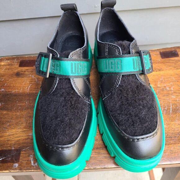UGG Ashton Plush Emerald Green Black Waterproof Loafers size 7 NWT! - Picture 5 of 13